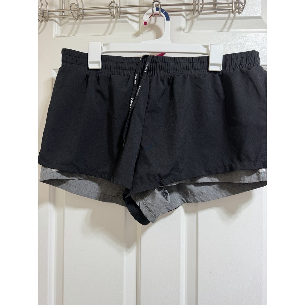 HIND Motion Stretch Waist Black Lined Activewear Running Shorts Women's Size L